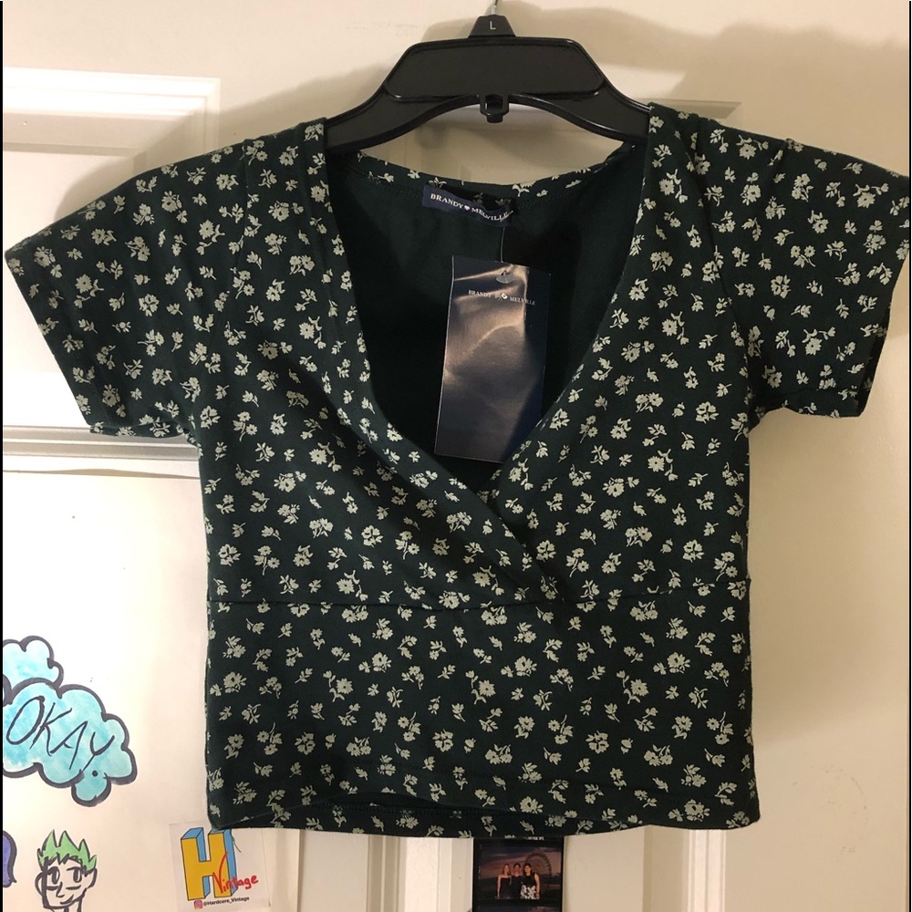 NWT Brandy Melville dark green floral amara